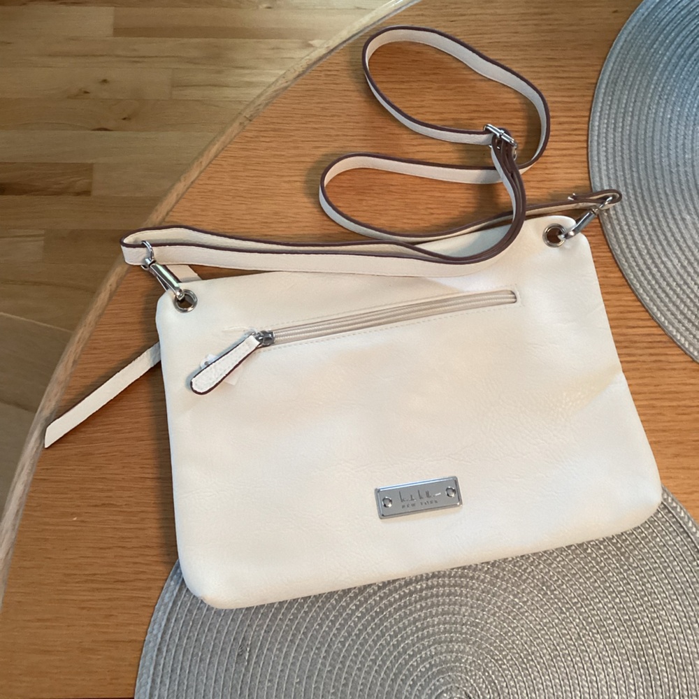 Fossil Cream Leather Crossbody Bag
